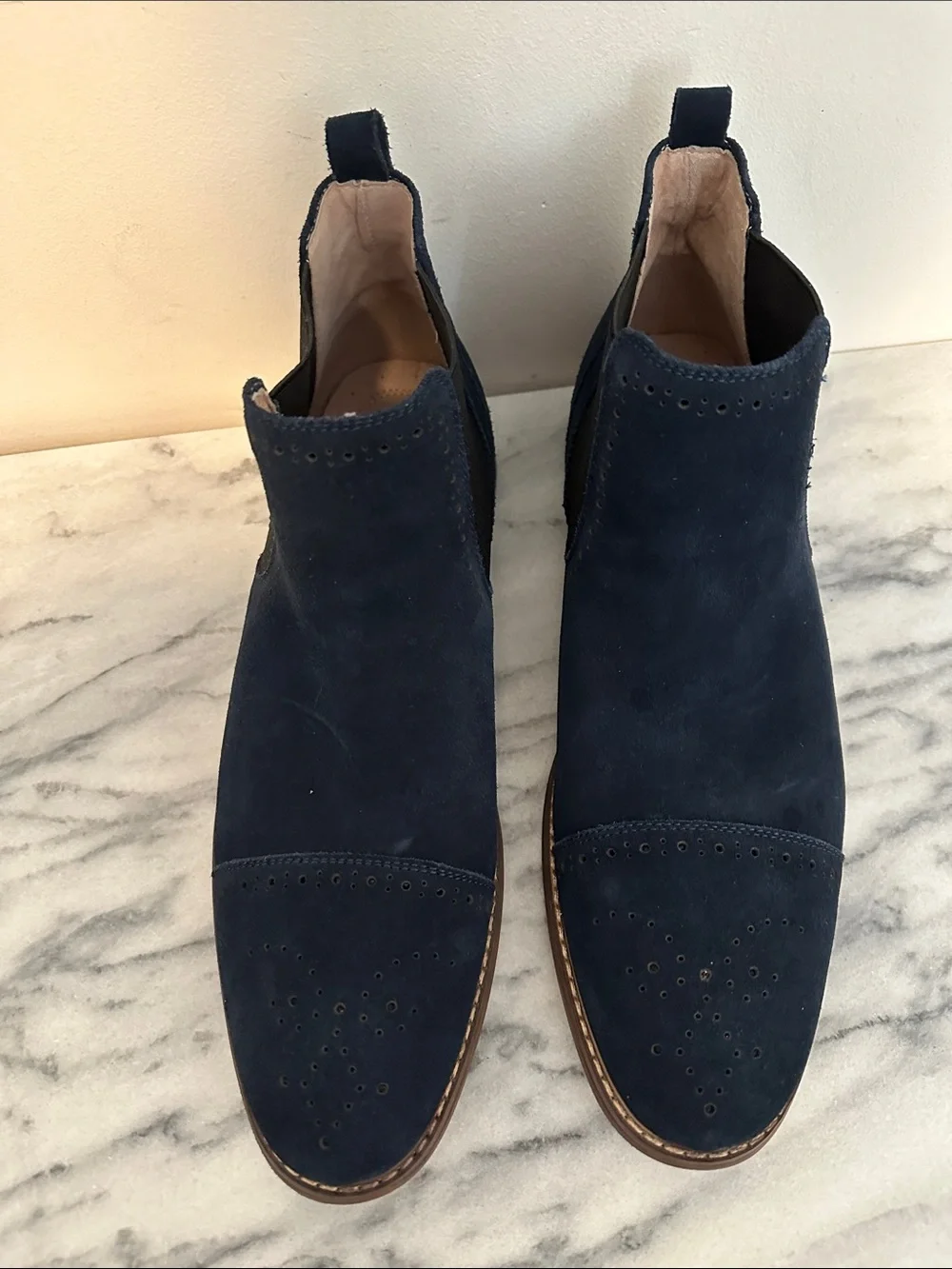 Stacy Adams Maury Men's Cap Toe Suede Chelsea Boots Navy Blue Size 12M